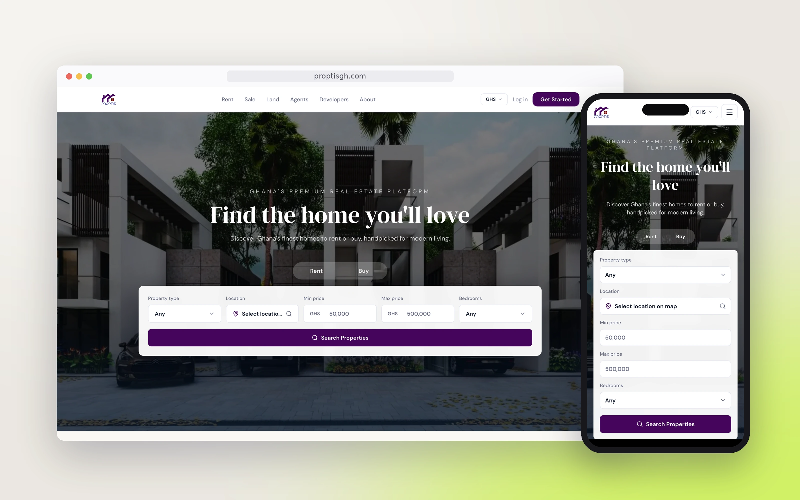 Prop-Tis GH website on desktop and phone